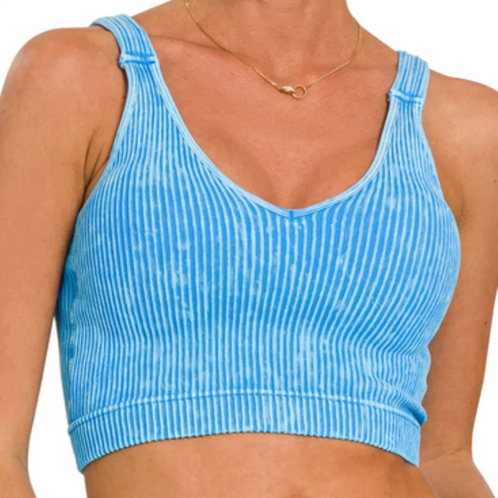 🍀 ZENANA “ BRENDA 3 “  ZENANA Ribbed Tank Top Padded Bra
